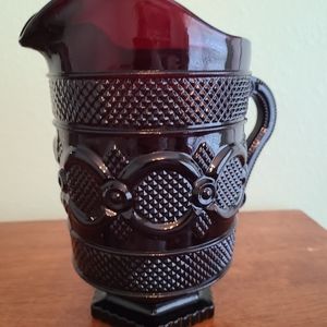 Vintage AVON 1876 The Cape Cod Collection Ruby Red 48 Ounce Water Pitcher